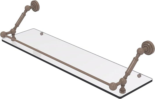 Allied Brass DT-1-30-GAL-SHB Dottingham 30 Inch Floating Glass Shelf with Gallery Rail, Shaded Beige