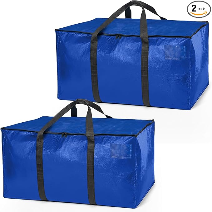 ClearSpace Heavy Duty Moving Bags or Storage Bag ?€? Large Moving Boxes with Backpack Straps, Zippers & Handles ?€? Perfect for Moving, College Dorm, Traveling, Camping, Christmas Decorations, 2 Pack