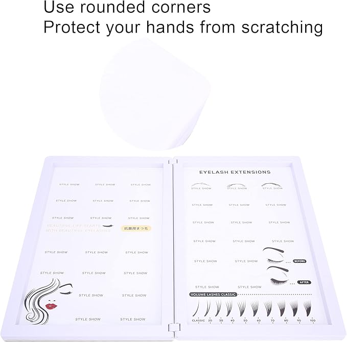 Yinhing Empty Eyelash Display Box,Lash Sample Display Box, Professional False Eyelashes Display Book Organizer Water Proof Makeup Eyelash Display Board