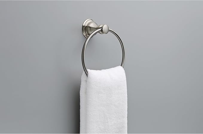 DELTA FAUCET AUB46-SN Aubrey Wall Mount Round Closed Towel Ring Bath Hardware Accessory in Brushed Nickel