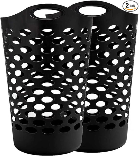 (2 pcs) 2-Bushel Flexible Laundry Baskets, High-Plastic Clothes Baskets, Laundry Hamper, Suitable For Bedroom And Storage, Black