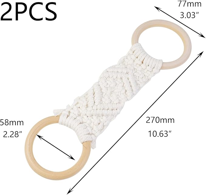 Crapyt 2 PCS Towel Holder Kitchen Towel Ring Hanging Kitchen Towels Crochet Dish Towel Holder Hand Towels with Hanging Loops 10.63"×3.03" White