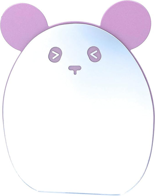 Kids Makeup Mirror Kawaii Compact Desktop Mirror for Girls Table Mirror Purple Panda with Stand Mirror Cute for Desk