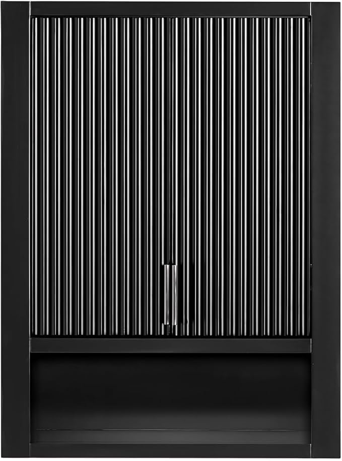ARIEL Milan Bathroom Wall Cabinet 31" H x 23.1" W x 8" D - Open Shelf - Black