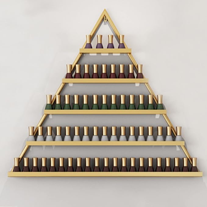 Nail Polish Rack Wall Mounted Perfume Organizer Shelves ,Triangle Nail Polish Metal Holder Essential Oil Display Case Shelf for Home Salon Business Spa, Cosmetics Bottles Storage Cabinet Spice Rack