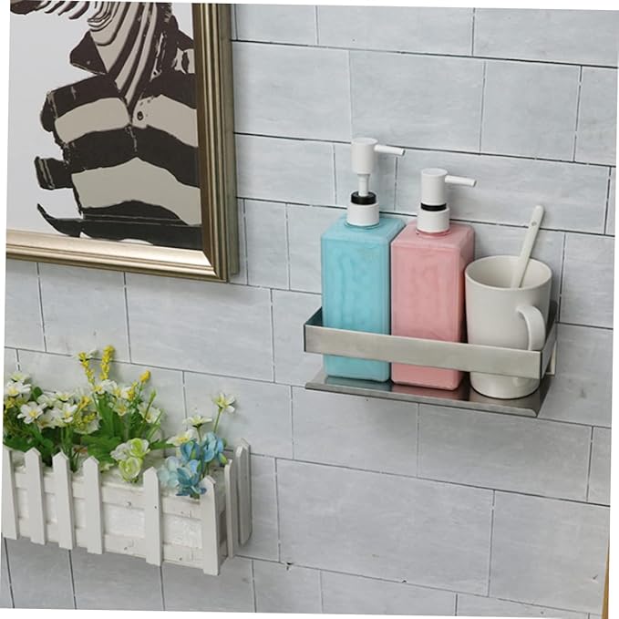 Garneck Toilet Shelf Easy to Clean Metal Wall Rack Kitchen Storage Rack Bathroom Decor