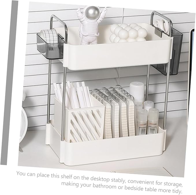 ABOOFAN 2 Double Shelf Bathroom Sink Organizer Countertop Bedroom Storage Shelf Bathroom Toiletry Organizers Bathroom Storage Rack Bathroom Organizer Skincare Organizer Counter Organizer