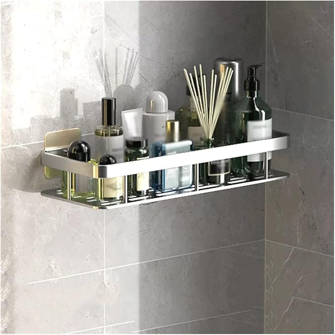 Bathroom Shelf Over Toilet, Storage Rack Toilet Washstand Single Layer Simple Kitchen Counter Metal Wall Perforated(Gris)
