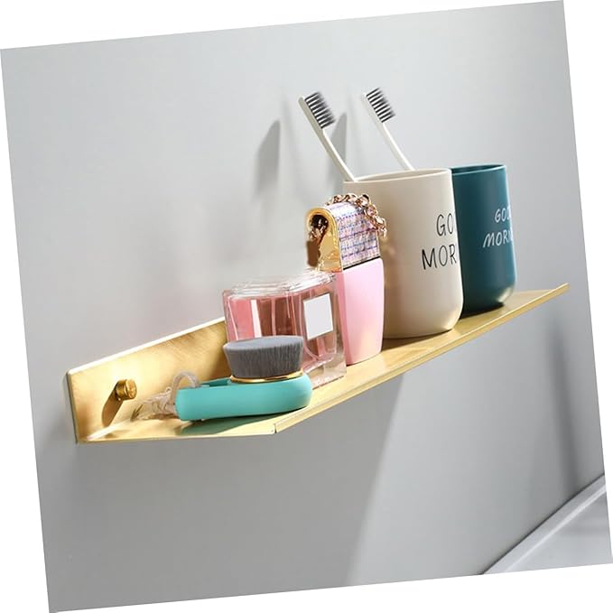 Bathroom Storage Mounted Small Shelf for Toiletries Easy Installation Space Saving Organizer Capacity Brushed Aluminum Design for Clean Tidy Bathrooms