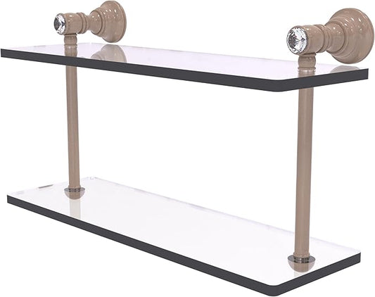 Allied Brass CC-2-16-SHB Carolina Crystal Collection 16 Inch Two Tiered Glass Shelf, Shaded Beige