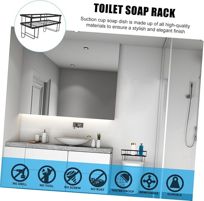 Single-Layer Toilet Rack Storage Tiers Bathroom Shelf Over for Toilet Shelves Carbon Steel Black