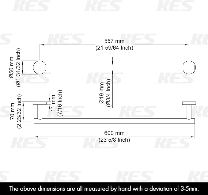 KES 21.3 Inches Towel Bar for Bathroom Kitchen Hand Towel Holder Dish Cloths Hanger SUS304 Stainless Steel RUSTPROOF Wall Mount Brushed Steel, Total Length 23.6 Inch, A2000S60-2