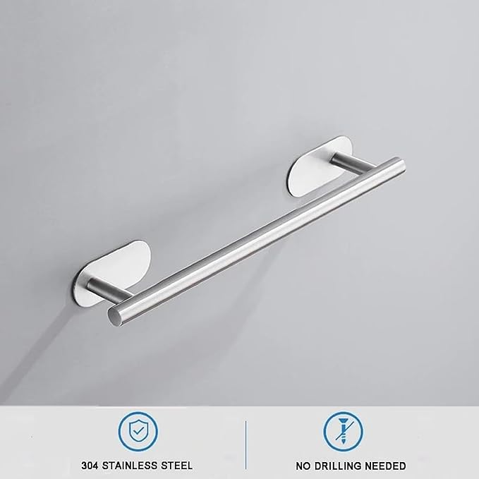 SEIDO Adhesive Towel Bar for Bathroom, 304 Stainless Steel Hand Towel Holder Chrome, 16 Inch Towel Racks for Bathroom, No Drilling Needed, Polished Chrome