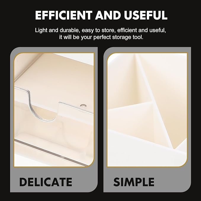 Lurrose Desktop Makeup Organizer Drawer with Multi-grid Plastic Storage Case, Ivory White Vanity Holder for Home and Office Cosmetic and Skincare Accessories