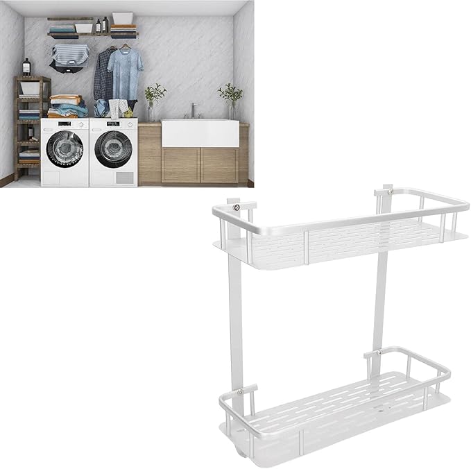 Floating Shelves for Wall, Bathroom Shelf, Wall Mounted Storage Shelves, Two Layers, Aluminum Alloy Matte, for Bathroom, Bedroom, Living Room, Kitchen, Office