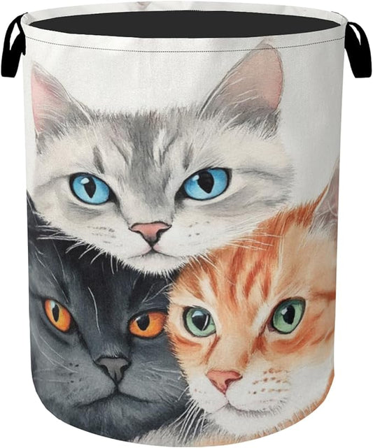 Cat Laundry Basket - Laundry Basket with Handles, Dirty Clothes Storage Basket for Women Girls, Cloth Storage Basket for Bedroom, Bathroom