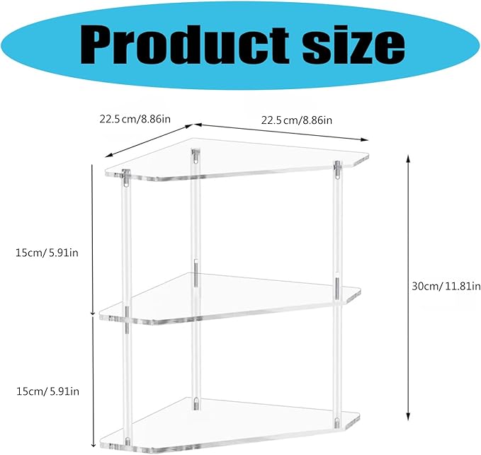 Space Saving 3 Tiers Corner Shelf Unit Efficient Storage Rack for Bathrooms Kitchens and Living Rooms Makeup Holder