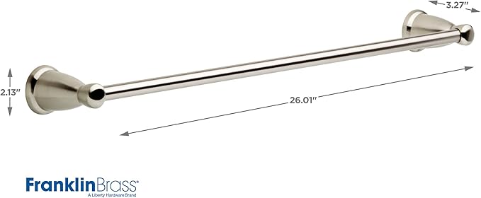 Franklin Brass Kinla 5-Piece Bathroom Set Satin Nickel 18" and 24" Towel Bar Racks, Toilet Paper Holder, Ring, Hook KIN5PC-SN