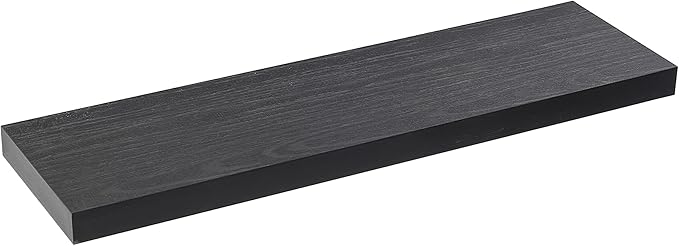 Floating Shelves for Wall, Wall Mounted Rustic Wood Shelves for Bathroom, Bedroom, Living Room, Kitchen, Hanging Shelf for Books/Storage/Room (Black, 23.6")