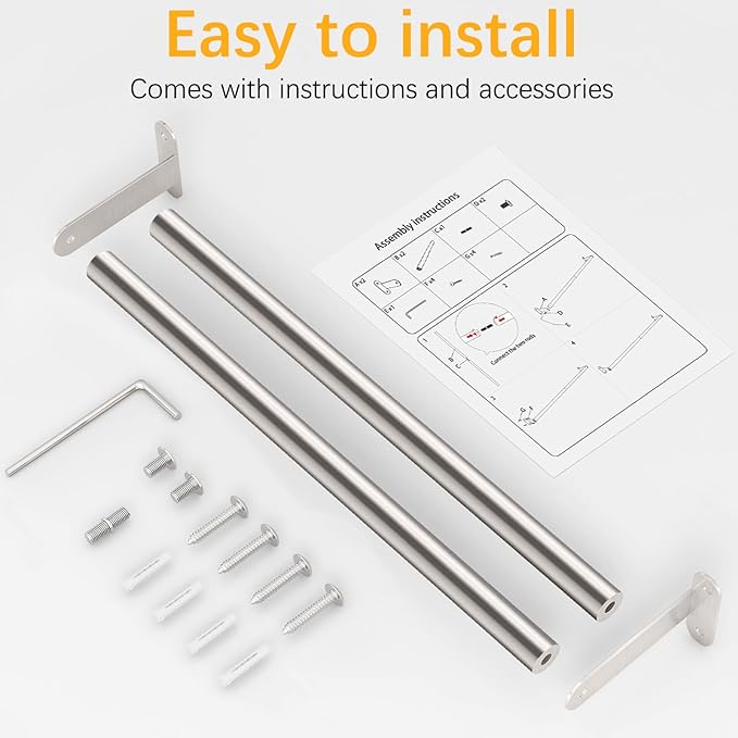 Towel Bar for Bathroom, MKO Brushed Nickel Towel Bar for Bathroom Wall Mounted, Stainless Steel Heavy Duty, 24 Inch Single Bath Towel Rod Holder