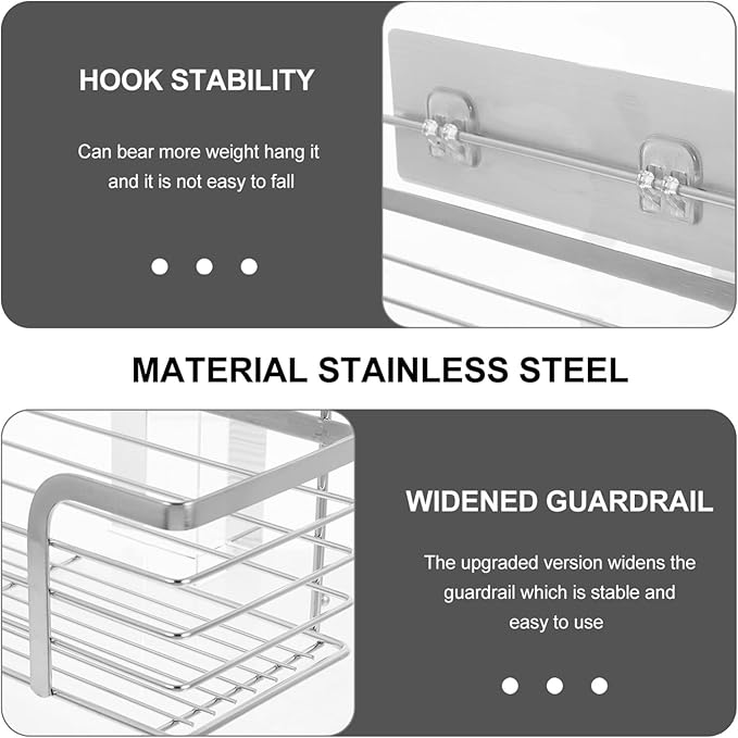 Alipis Toilet Shelf -Mounted Storage Shampoo Holder Shelves Unit 304 Stainless Steel Easy Install Smooth Edges