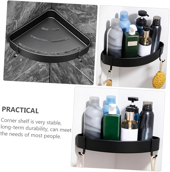 Cabilock Fan-Shaped Corner Storage Rack Black Space Aluminum Bathroom Shelf Stand for Kitchen Toilet Living Organizer and Elegant Home Storage