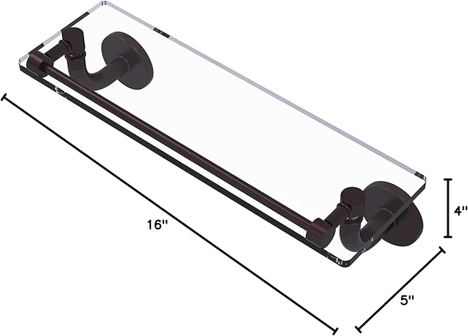 Allied Brass RM-1-16-GAL Remi Collection 16 Inch Vanity Gallery Rail Glass Shelf, Antique Bronze