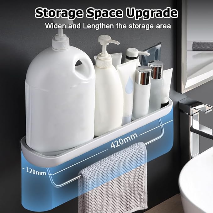 DONGKER Bathroom Storage Shelf,No Drilling Required Bathroom Shelves Removable for Bathroom Living Room Bedroom Balcony