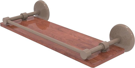 Allied Brass MC-1-16-GAL-IRW-SHB Monte Carlo Collection 16 Inch Solid IPE Ironwood Shelf with Gallery Rail, Shaded Beige