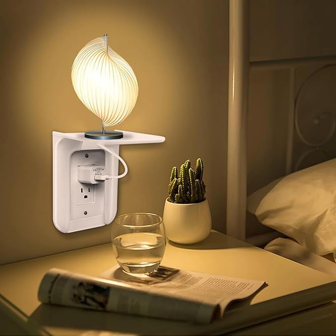 Outlet Shelf, 2Pcs Wall Outlet Shelf 6.69x5.31x5.71in Multi-Function Plastic with Cord Storage for Bathroom, Kitchen, Bedrooms