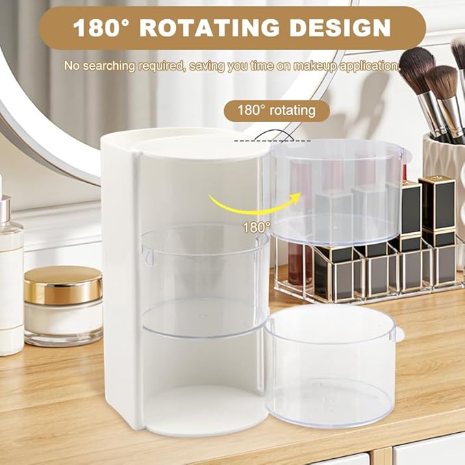 Hair Accessory Organizer, Rotatable Makeup Brush Holder for Necklaces, Hair Tie Organizer Jewelry Storage Box for Hairs Clips, Earrings, Necklaces, Bracelets, Rings(COLOR:white)