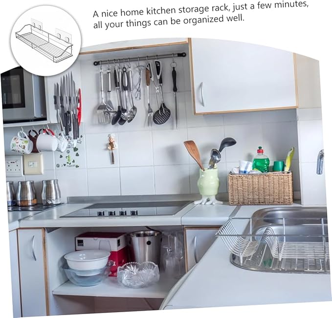 Happyyami Double Layer Bathroom Storage -Mounted Stainless Steel Organizer No Drill Hanging Shelf for Bathroom and Kitchen Easy Installation Space-Saving Design