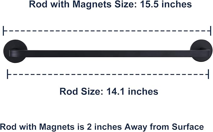 14 Inch Magnetic Towel Holder for Refrigerator, Heavy Duty Magnetic Towel Bar for Kitchen Dishwasher, Oven, Fridge, Washing Machine, Strong Magnet, Rustproof Aluminum, Black, Pack of 1
