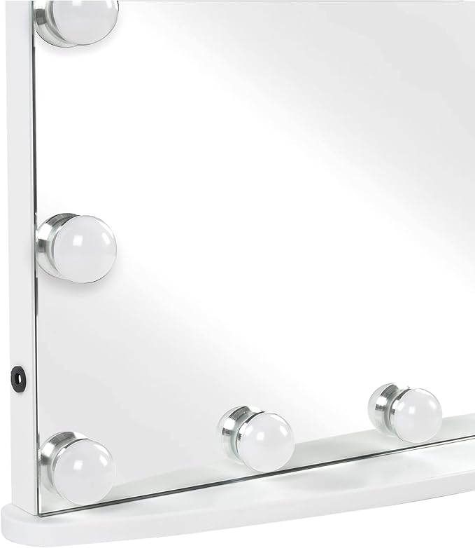 Prinz Lightup Vanity Mirror with 18 LED Lights, 25" Hollywood Makeup Mirror for Bedroom or Dressing Room, Tabletop, White