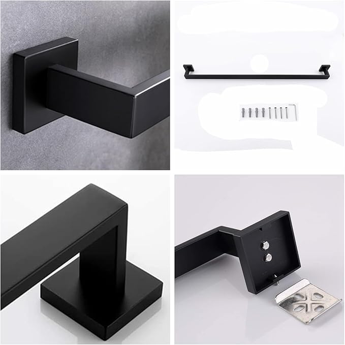 32 Inch Towel Bar 2 Pack for Bathrooms 12/16/20/24/28/32/36 Inch Stainless Steel 304 Matte Black Towel Holder Modern Square Towel Rod Rustproof Wall Mount (2, Matte Black, 32 Inch)