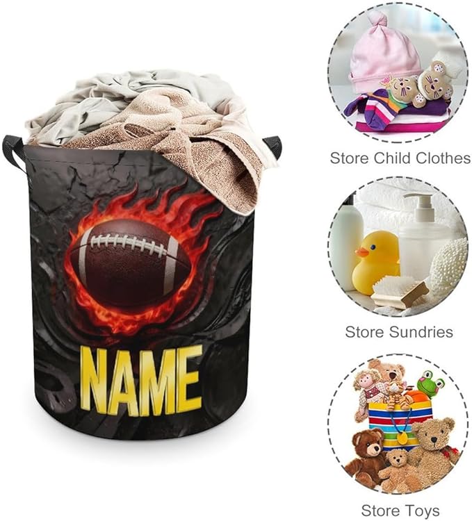 Personalized Rugby Laundry Hamper Custom Name Funny Dirty Clothes Laundry Basket Portable Storage Basket For Home Bathroom Family Football Lovers Xmas Birthday (style 9)