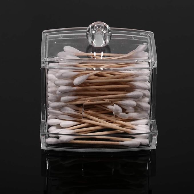 Haofy Clear Practical Cotton Swab Plastic Q-tip Makeup Storage Box Desktop Cosmetic Transparent Holder Case