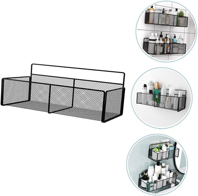Holibanna Toilet Storage Rack Bathroom Shelving Kitchen Storage Wall-Mounted Black