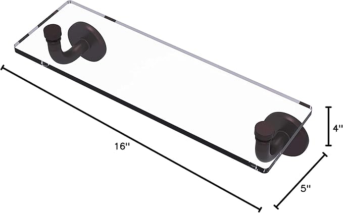 Allied Brass RM-1-16-ABZ Remi Collection 16 Inch Glass Vanity Beveled Edges Shelf, Antique Bronze