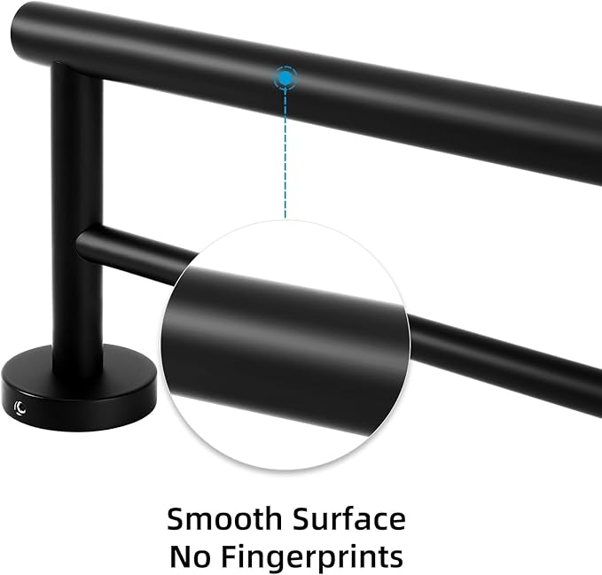 Bathroom Towel Bar, 12 Inch Towel Racks for Bathroom Wall Mounted, Heavy Duty Bathroom Towel Holder Organizer, Stainless Steel Home Towel Rod, Matte Black