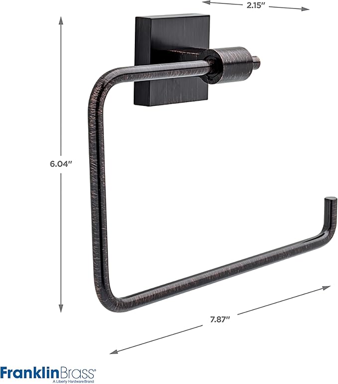 Franklin Brass Maxted (1-Pack) Hand Towel Holder Venetian Bronze Towel Racks for Bathroom Wall Square Towel Ring Holder for Bath Towel Hanger for Kitchen, Bathroom Accessories MAX46-VBR