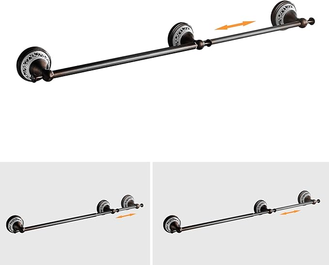Oil Rubbed Bronze Bathroom Hardware Set,Adjustable Towel Rack, Toilet Roll Paper Holder,Hand Towel Holder,Hook, Bathroom Accessories Set Wall Mounted