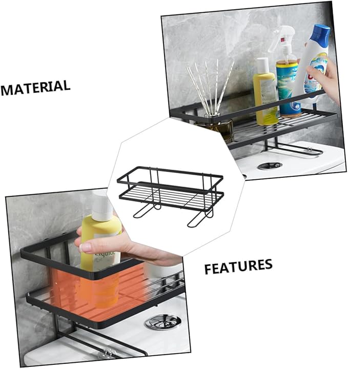 BESTOYARD 1 Set Bathroom Toilet Tank Storage Rack Elegant Over Toilet Shelf for Organizing Sundries Simple Design with Nail Fixers Bathroom Storage