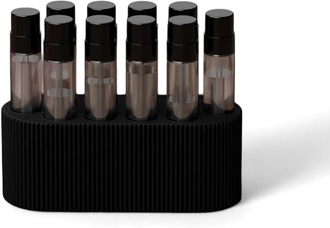Perfume Sample Organizer for Bathroom or Vanity ?€? Ideal Makeup and Skincare Storage, Desk and Bathroom Counter Organizer, Gift for Her ((BLACK) Fits 2mL Perfume Samples (Standard Size))