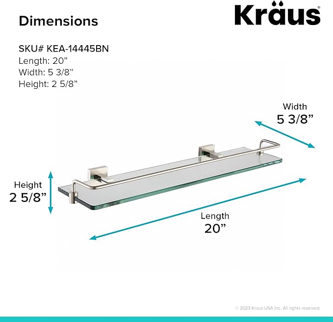 Kraus Bathroom Accessories - Shelf with Railing in Brushed Nickel