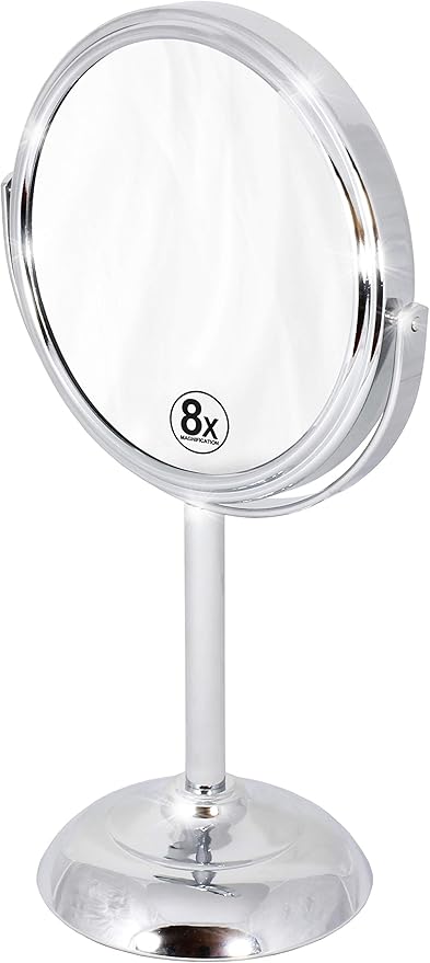 Deco Brothers Vanity Mirror with Stand 6-Inch Double Sided, 8X Magnification, Chrome