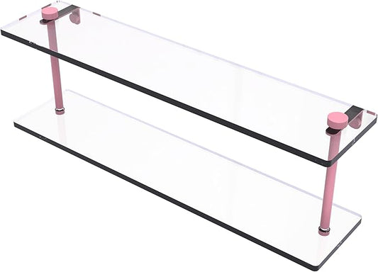 Allied Brass NS-2/22-PNK 22 Inch Two Tiered Glass Shelf, Pink