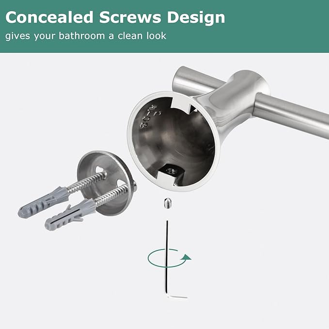PARLOS Brass 17" Towel Bar Towel Holder Hanger Rack Wall Mount Accessories for Bathroom, Brushed Nickel