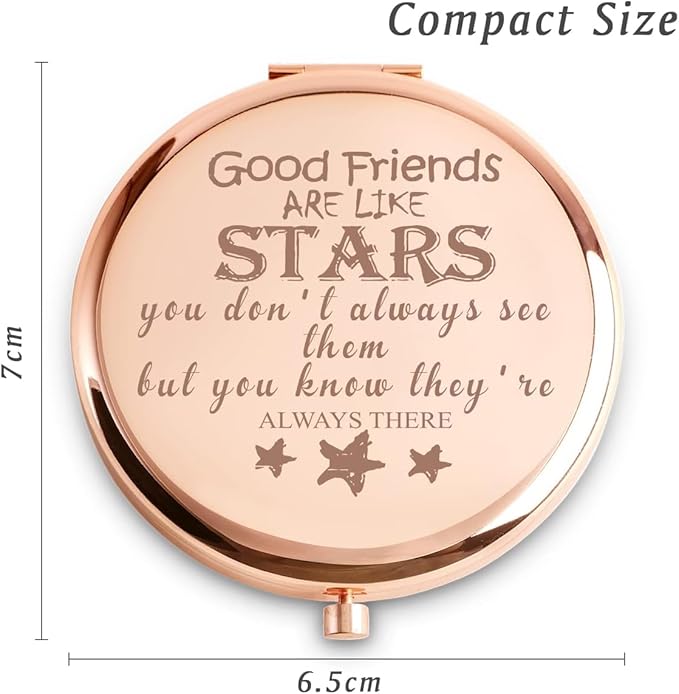 Friendship Gifts for Women Girls, Personalized Gifts for Friends BBF Bestie, Custom Compact Mirror for Birthday, Mothers Day, Graduation, Basket Stuffers