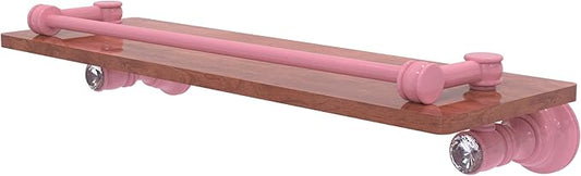 Allied Brass CC-1-16-GAL-IRW-PNK Carolina Crystal Collection 16 Inch Wood Shelf with Gallery Rail, Pink